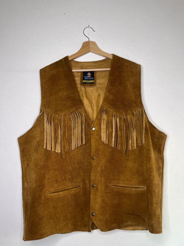 Leren gilet Fringe maat l/cl, Ophalen of Verzenden, Gedragen, Maat 52/54 (L), Overige kleuren