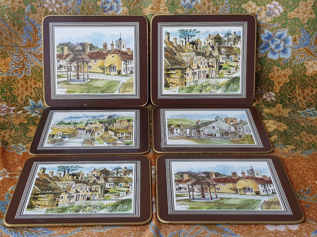 Zes mooie oude vintage Clover Leaf placemats uit Engeland., Antiek en Kunst, Ophalen of Verzenden