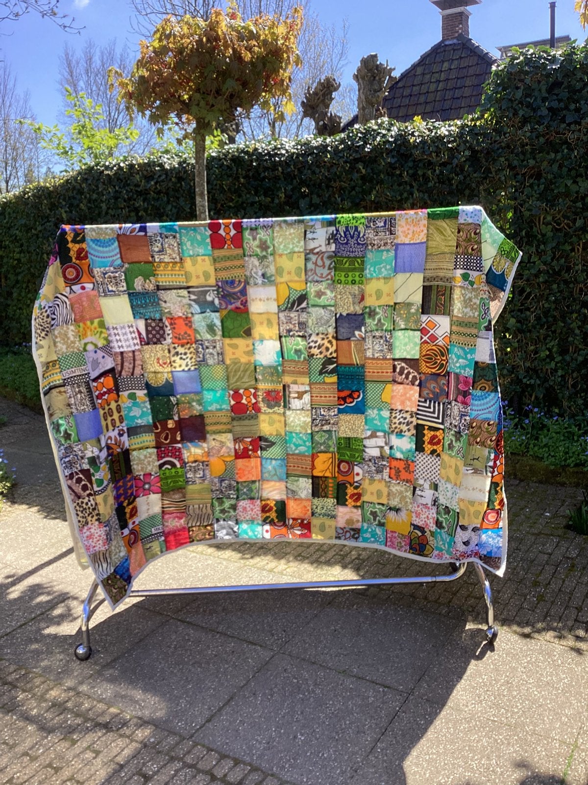 Handgemaakte patchworkquilt Kantha/Kittenge stoffen 270x200, Ophalen of Verzenden, Nieuw