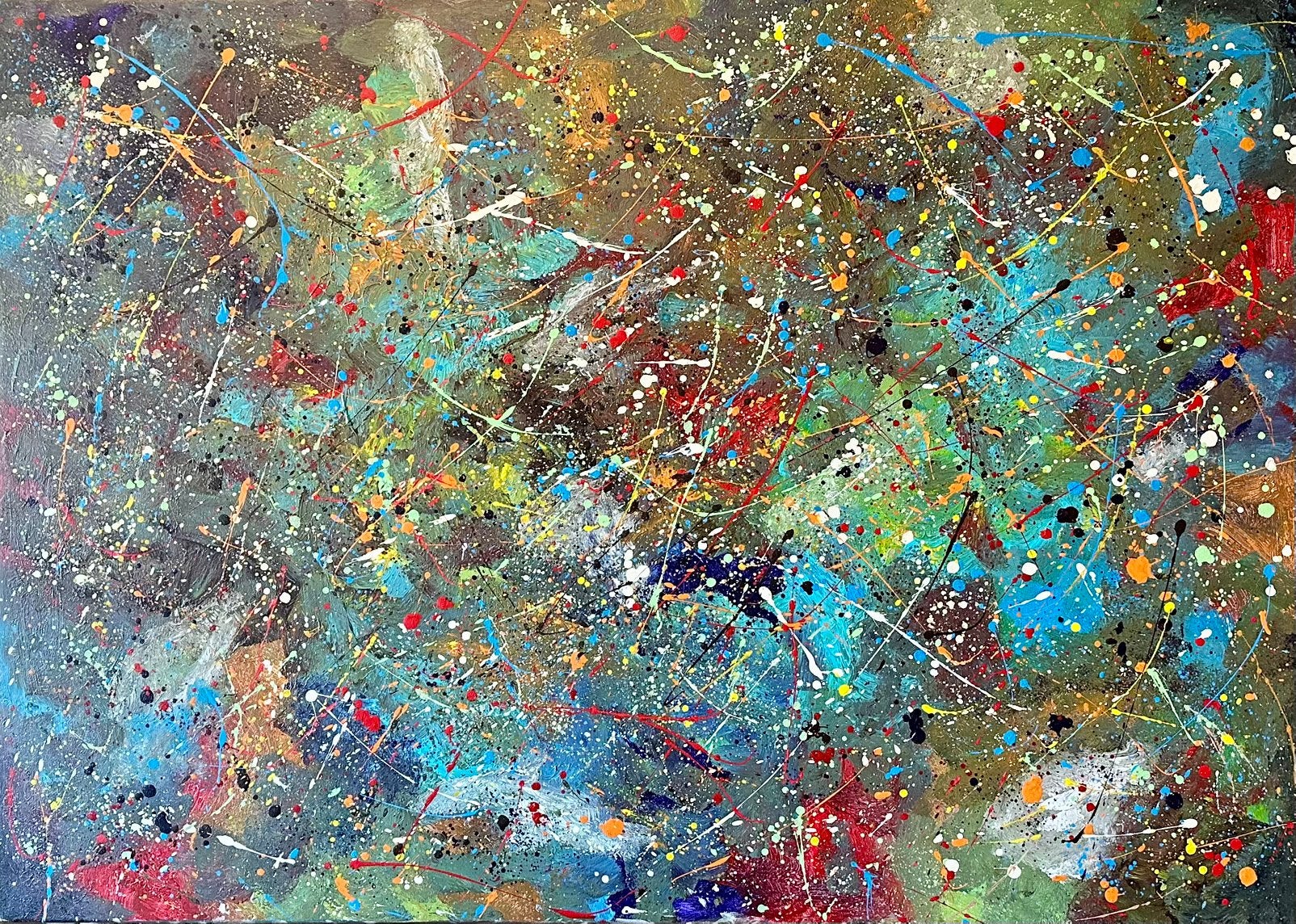 Valera- Kleurrijke abstract- Handgeschilderd- Uniek- XXXL, Ophalen of Verzenden