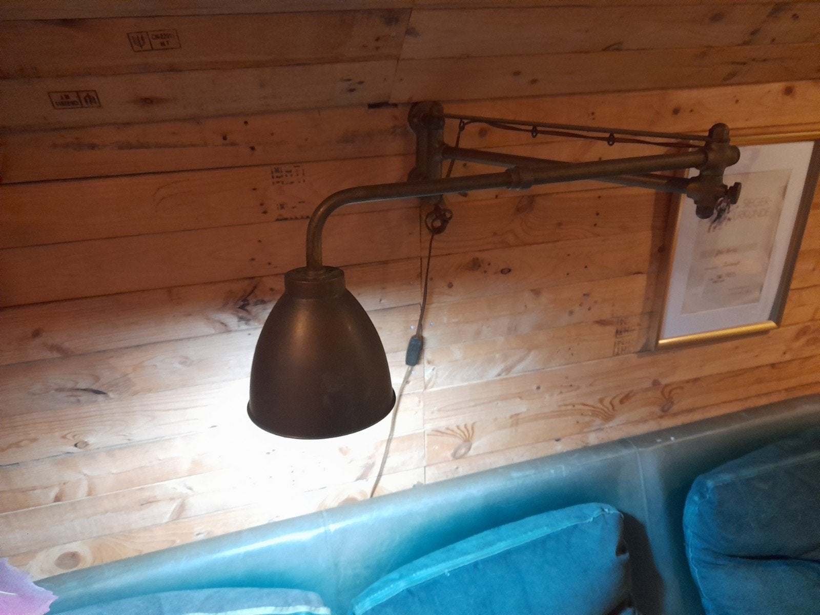 Antieke koperen scheepslamp / wandlamp, Antiek en Kunst, Ophalen