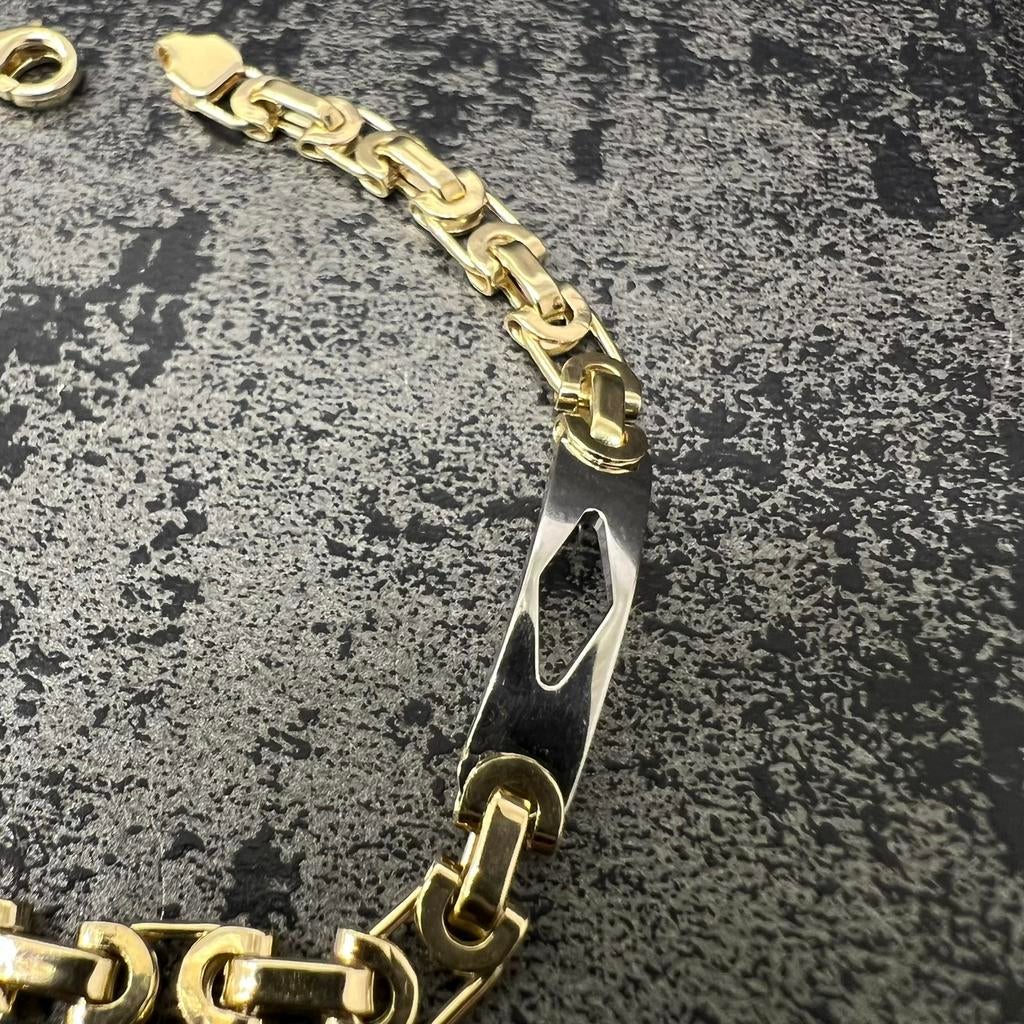 14k gouden armband prachtig schakel massief koningsschakel, Ophalen of Verzenden, Nieuw, Goud