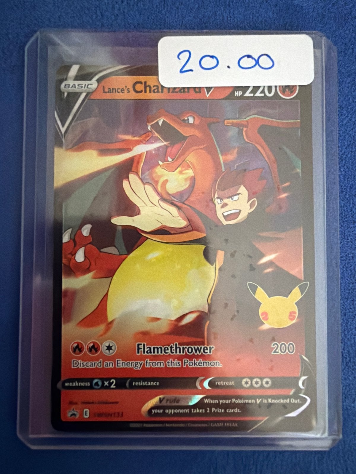 Lance's Charizard V Pokémon Kaart Celebrations, Ophalen, Zo goed als nieuw, Losse kaart