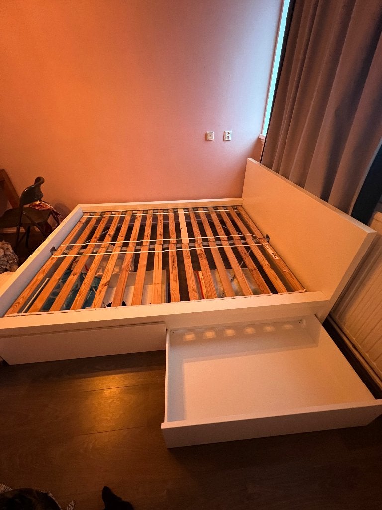 Malm bed ikea met lades, Ophalen, Gebruikt, Wit, Tweepersoons