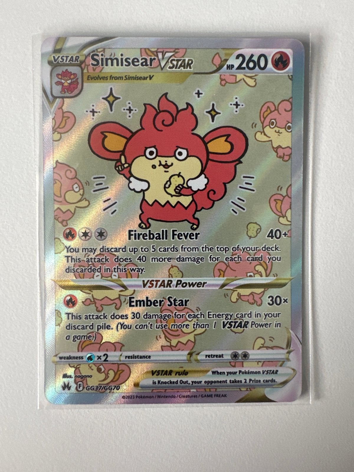 Simisear VSTAR Pokémon Kaart GG37/GG70 - Crown Zenith, Ophalen of Verzenden, Zo goed als nieuw, Losse kaart, Foil