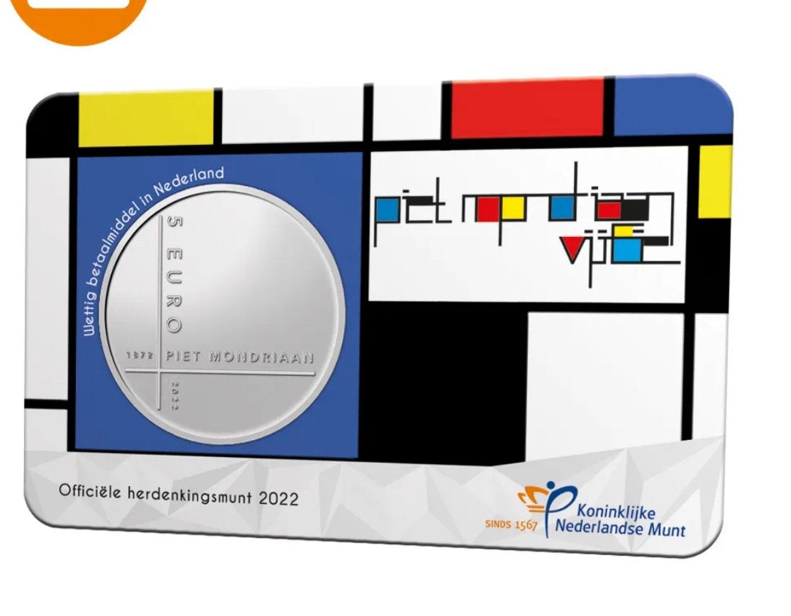 Piet Mondriaan vijfje UNC coincard, Ophalen of Verzenden, Koningin Beatrix, Euro's