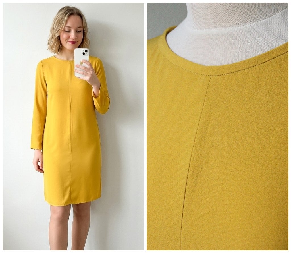 Vanilia - Stijlvolle okergele jurk - Maat 34, Kleding | Dames, Verzenden, Vanilia, Geel, Zo goed als nieuw