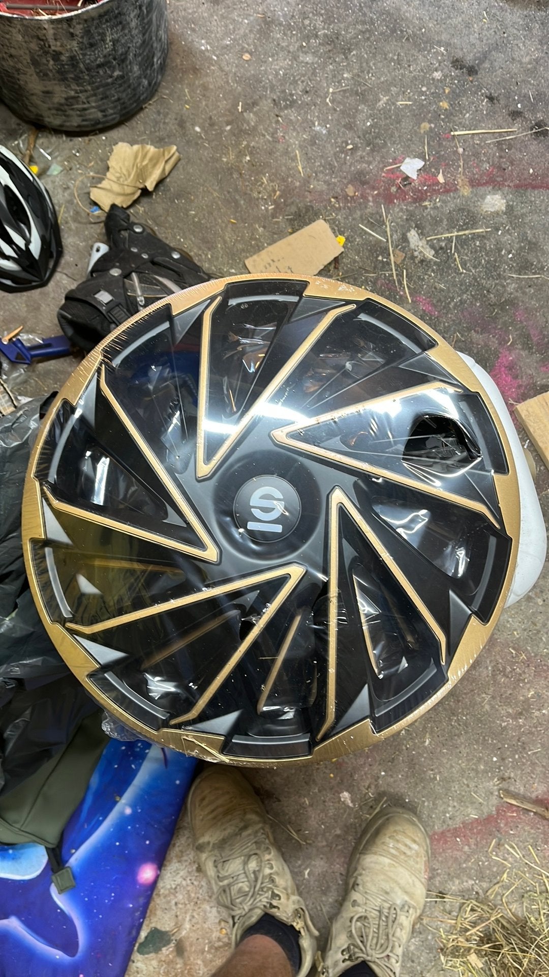 Set nieuwe wieldoppen zwart goud 15 inc, Ophalen, Nieuw