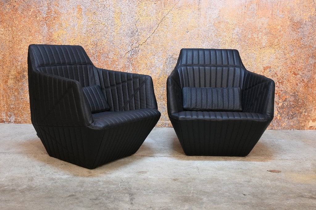 NIEUWbeklede unieke Ligne Roset Facet design fauteuils, Ligne Roset, 75 tot 100 cm, Ophalen of Verzenden, Zo goed als nieuw