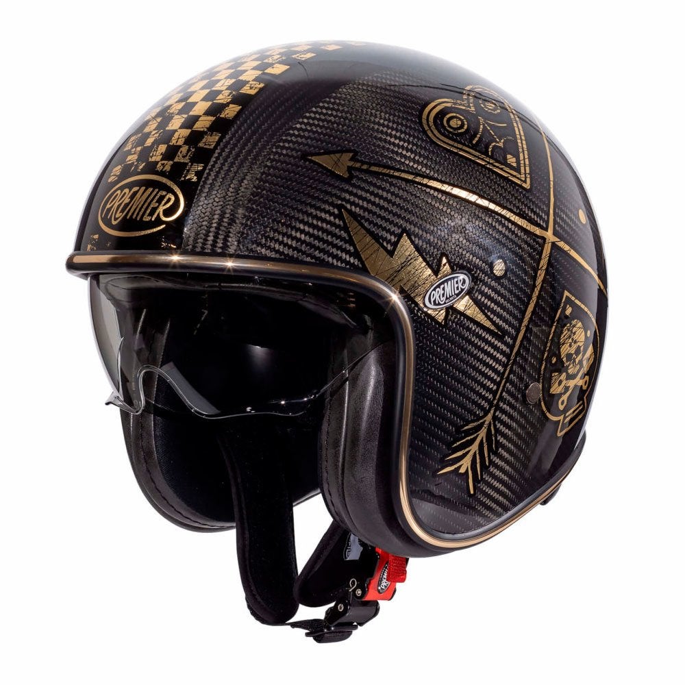 Premier Vintage Evo Carbon NX Gold Chrome motorhelm SALE, XS, Jethelm, Kinderen, Ophalen of Verzenden