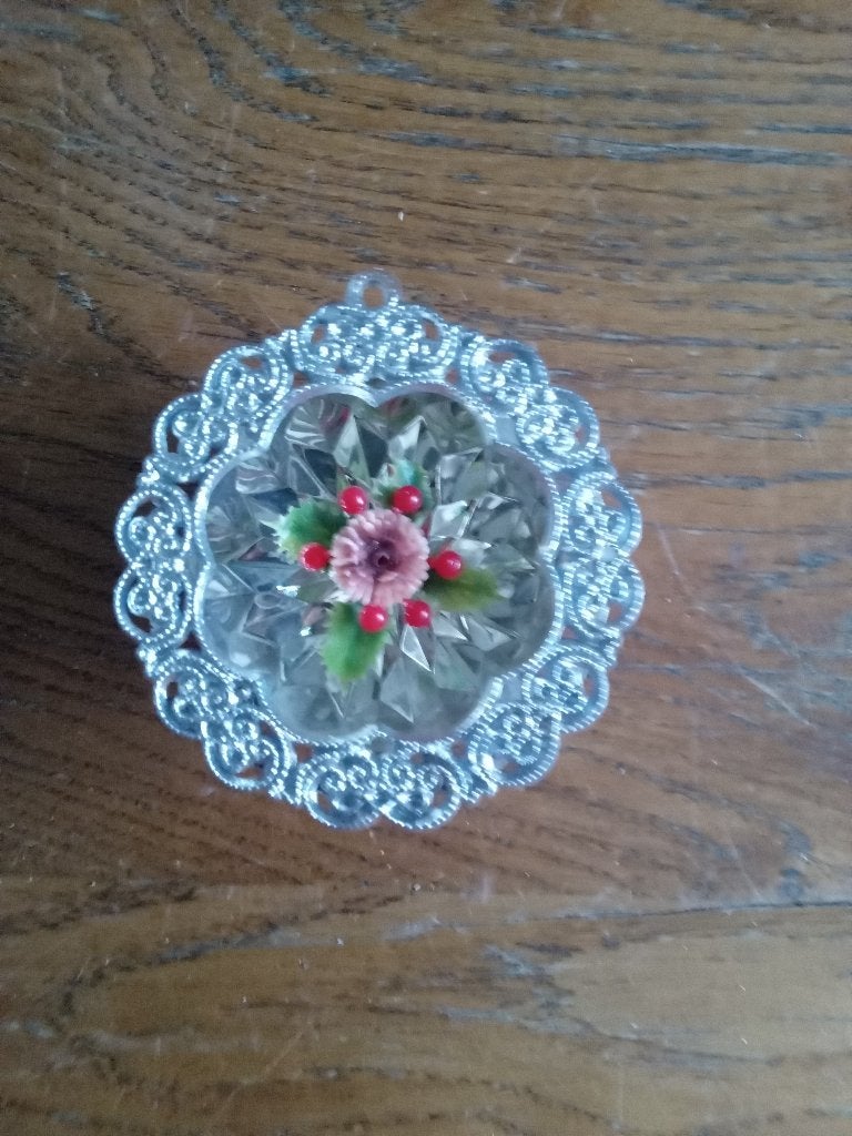 diorama met rode kerstster bloem erin, Ophalen of Verzenden, Gebruikt