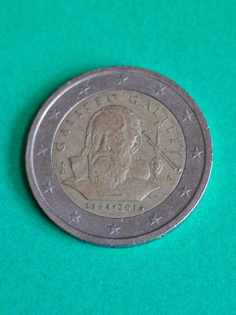 2014 Italië 2 euro 450 jaar Galileo Galilei, Verzenden, 2 euro, Italië, Geboorte of Huwelijk