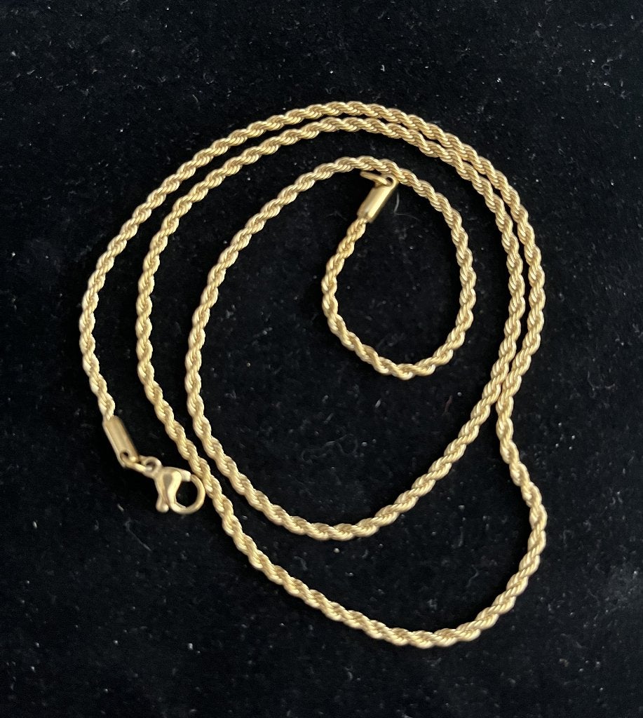 Ketting gedraaide schakel Goud verguld 60 CM -NIEUW-, Ophalen of Verzenden, Nieuw, Goud, Overige materialen