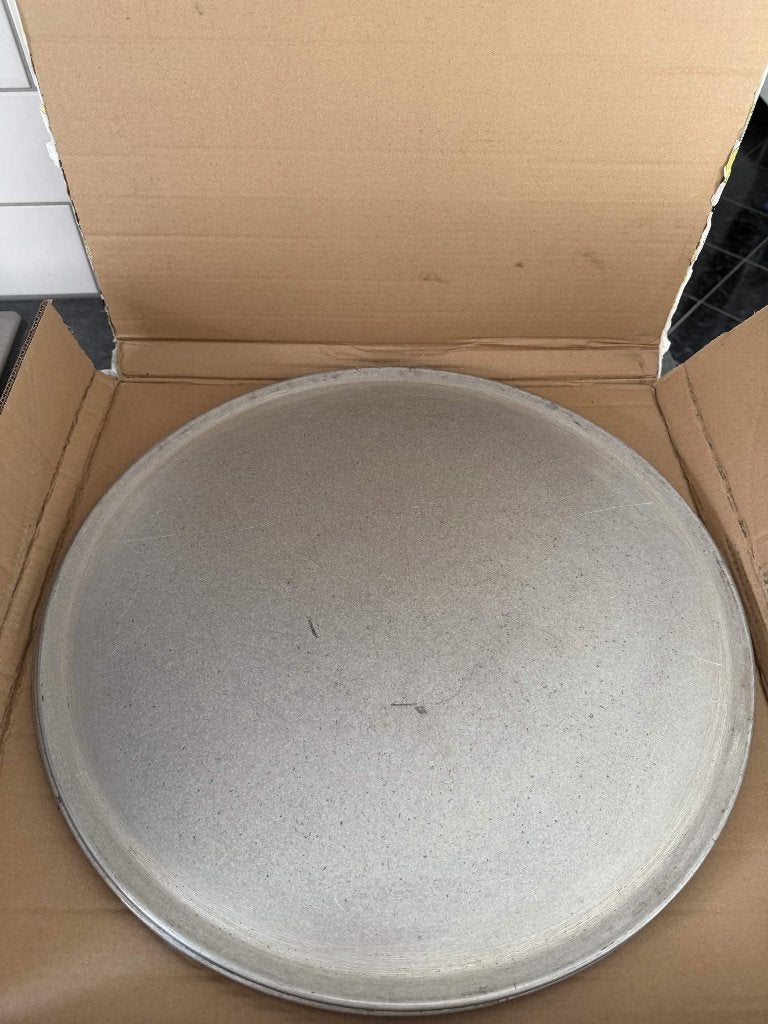 Aluminium pizzaplaten bakplaat doorsnede 50 cm, Ophalen of Verzenden, Gebruikt