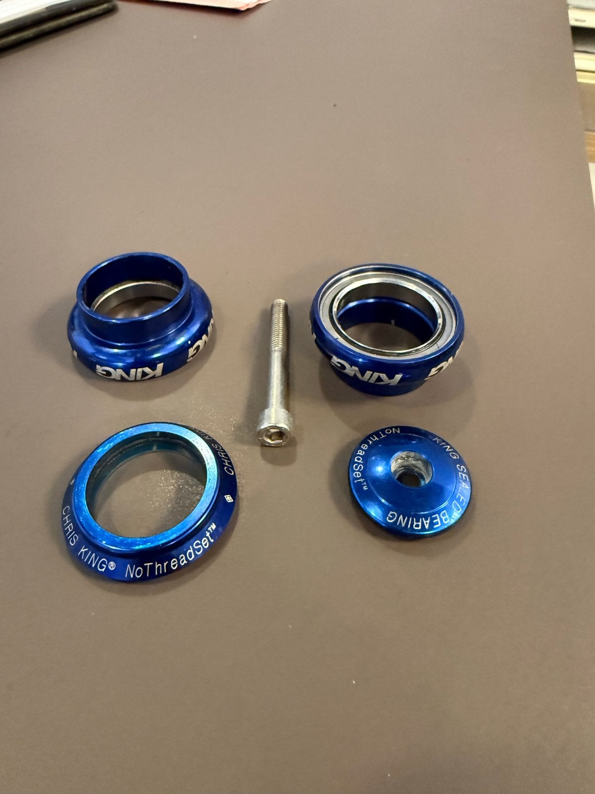 Chris King NoThreadSet 1 1/8 Balhoofdset - Blauw, Fietsen en Brommers, Fietsonderdelen, Overige typen, Ophalen of Verzenden, Zo goed als nieuw