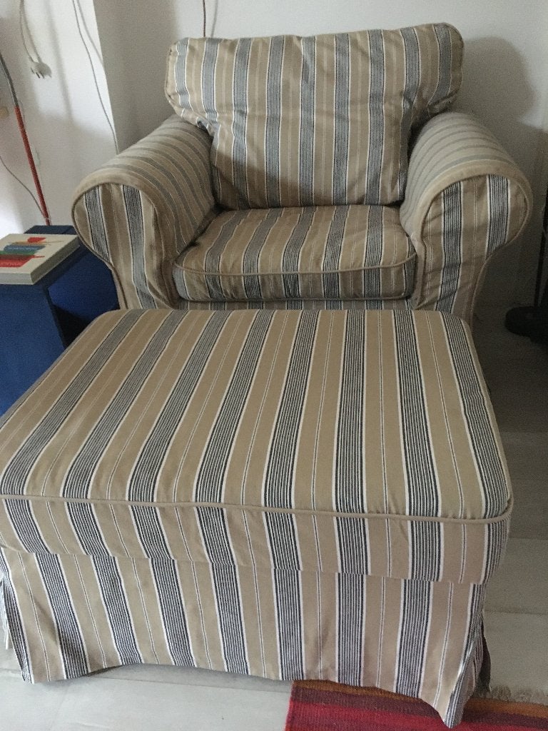 Fauteuil EKTORP Ikea met EKTORP voetenbank met bergruimte, Ophalen, Minder dan 75 cm, 75 tot 100 cm, Stof