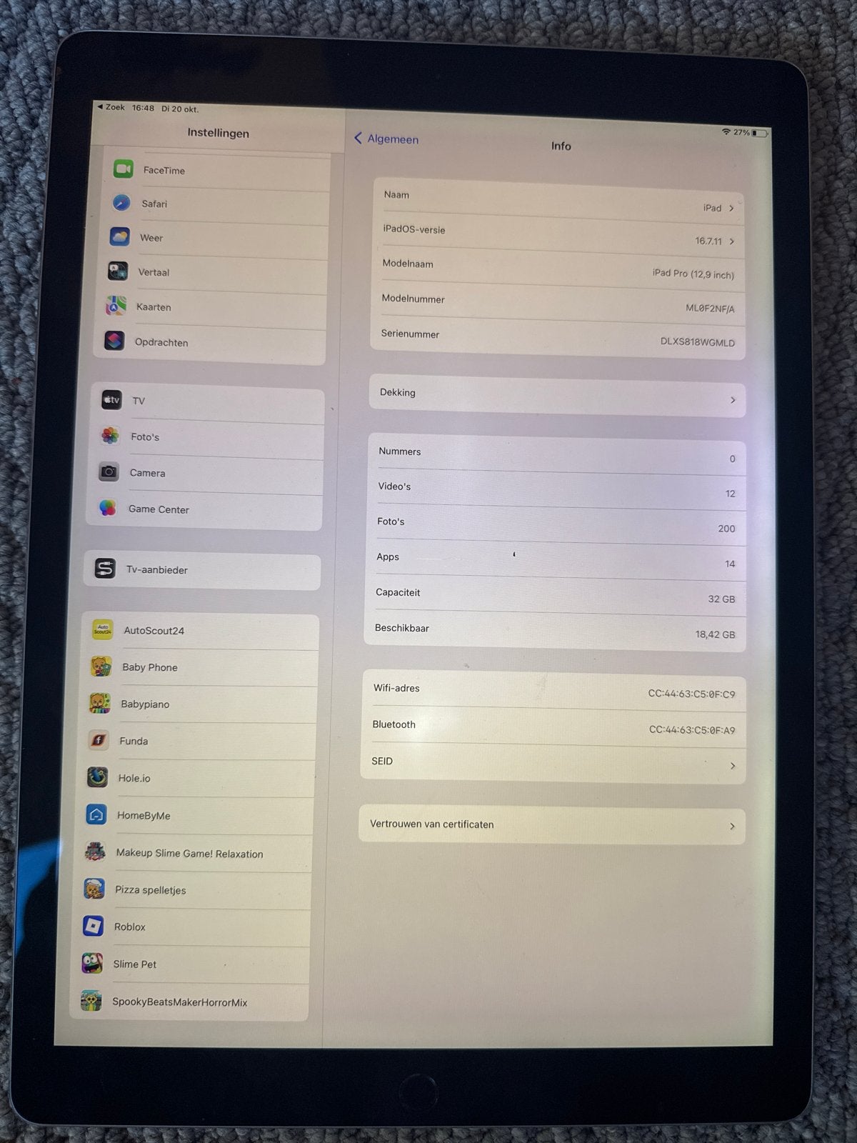 Apple iPad Pro 1e generatie (12.9 inch, 32GB, Wi-Fi), Computers en Software, Gebruikt, 32 GB, 12 inch, Ophalen of Verzenden