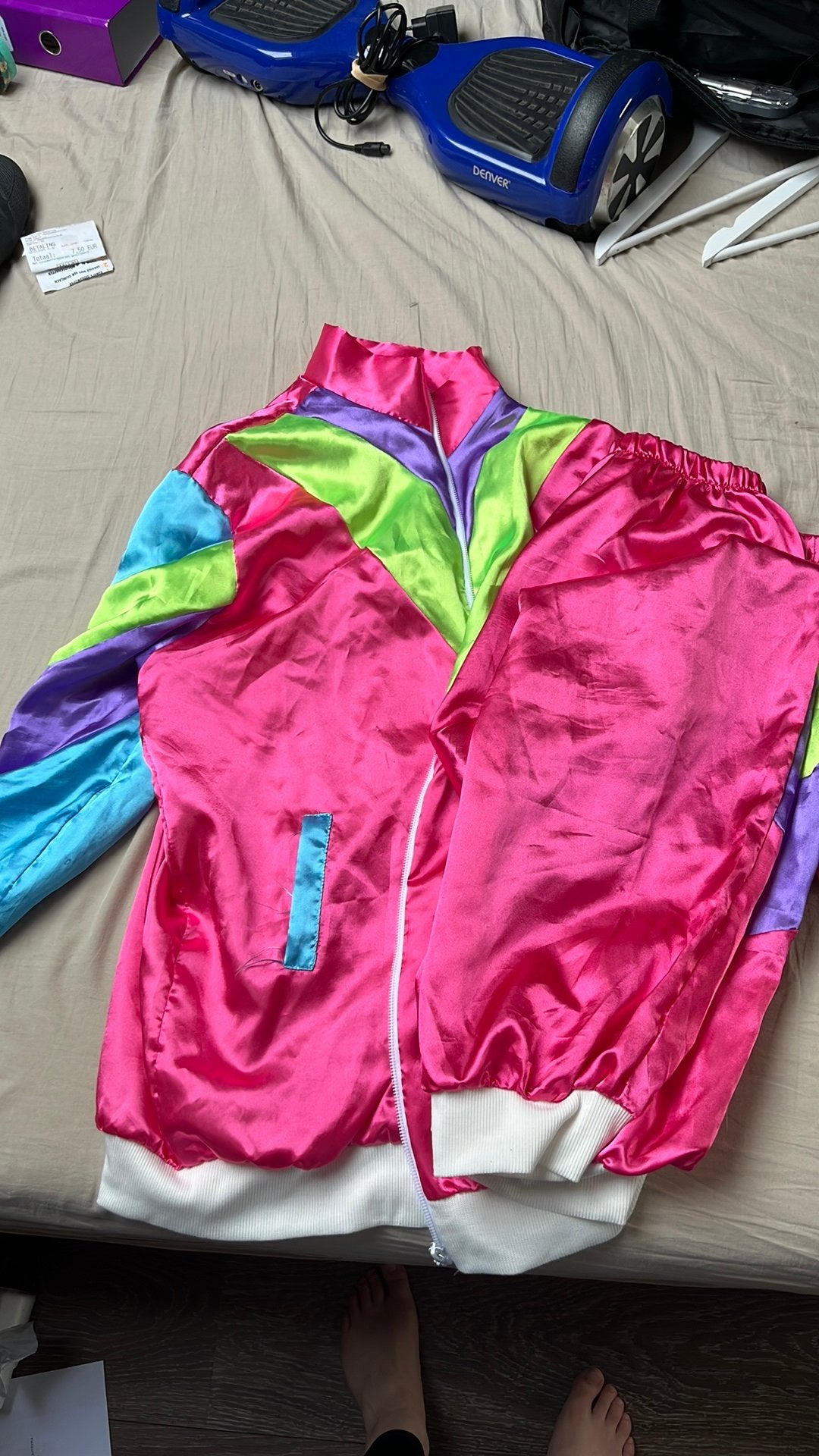 Neon Roze Trainingspak Jaren '80 Stijl XL/XXL, Carnaval, Maat 46/48 (XL) of groter, Ophalen of Verzenden, Zo goed als nieuw