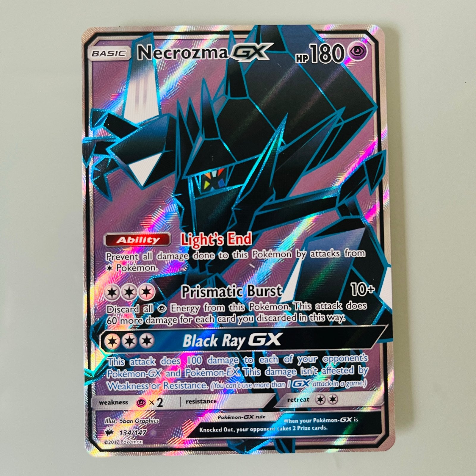 Pokémon: Necrozma GX Kaart [Burning Shadows], Ophalen of Verzenden, Zo goed als nieuw, Losse kaart, Foil