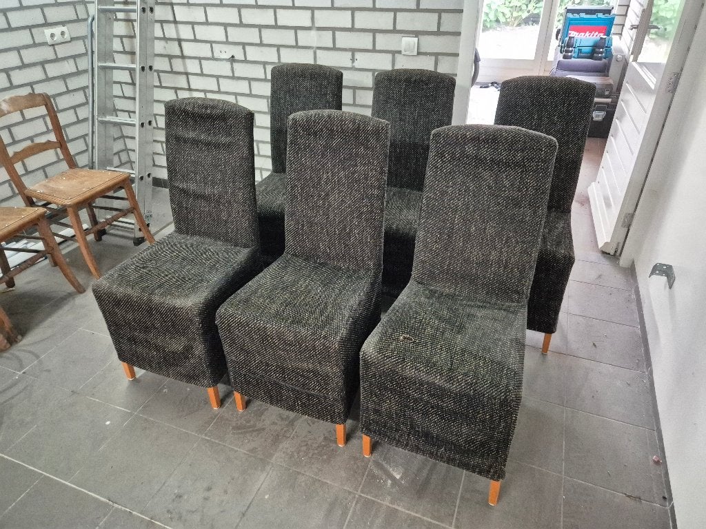 6 bruine eetkamerstoelen, Ophalen, Bruin, Stof, Vijf, Zes of meer stoelen