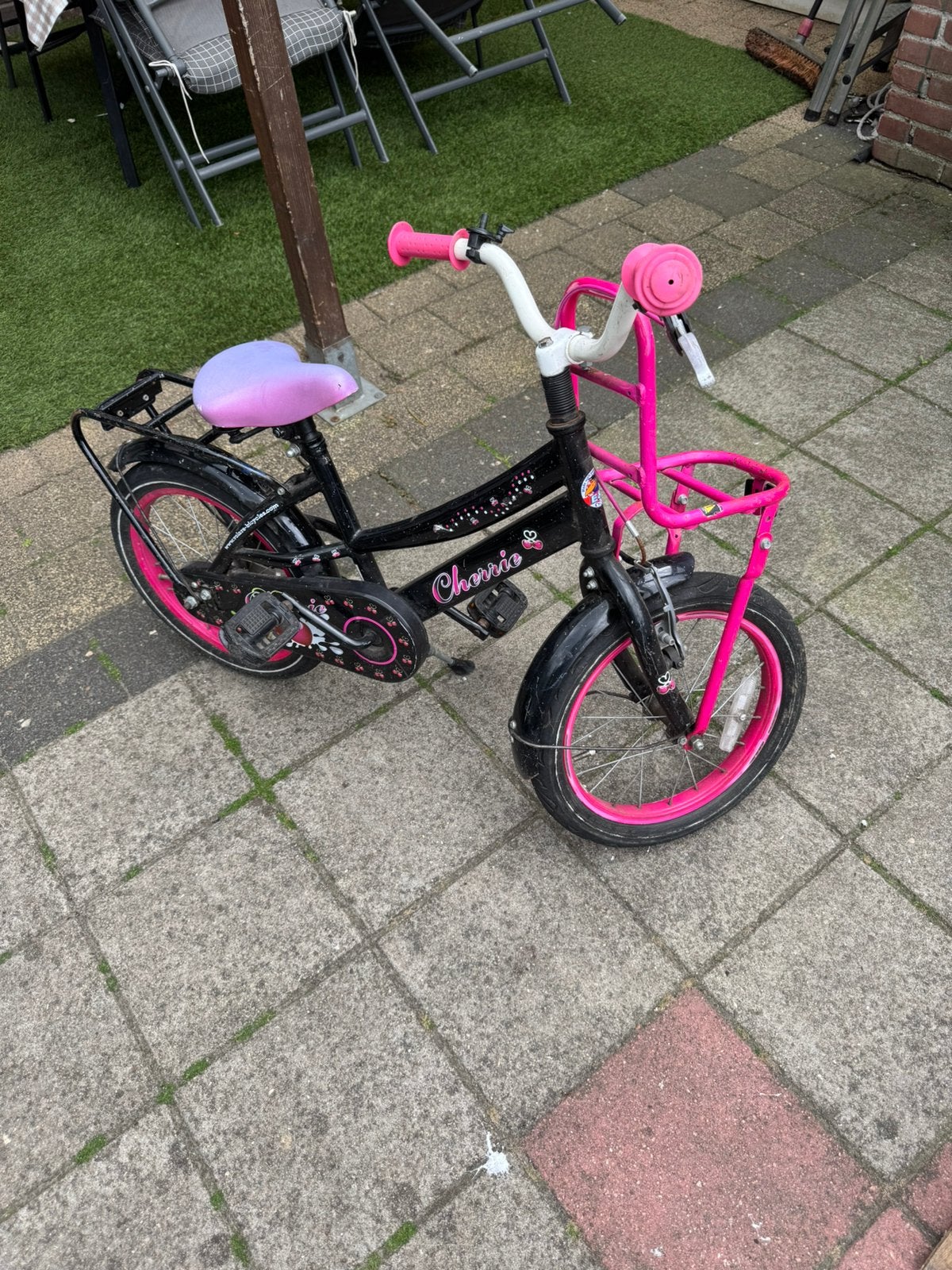 Kinderfiets 16inch 2maal, Fietsen en Brommers, Fietsen | Meisjes, Ophalen, Terugtraprem, Gebruikt, Handrem