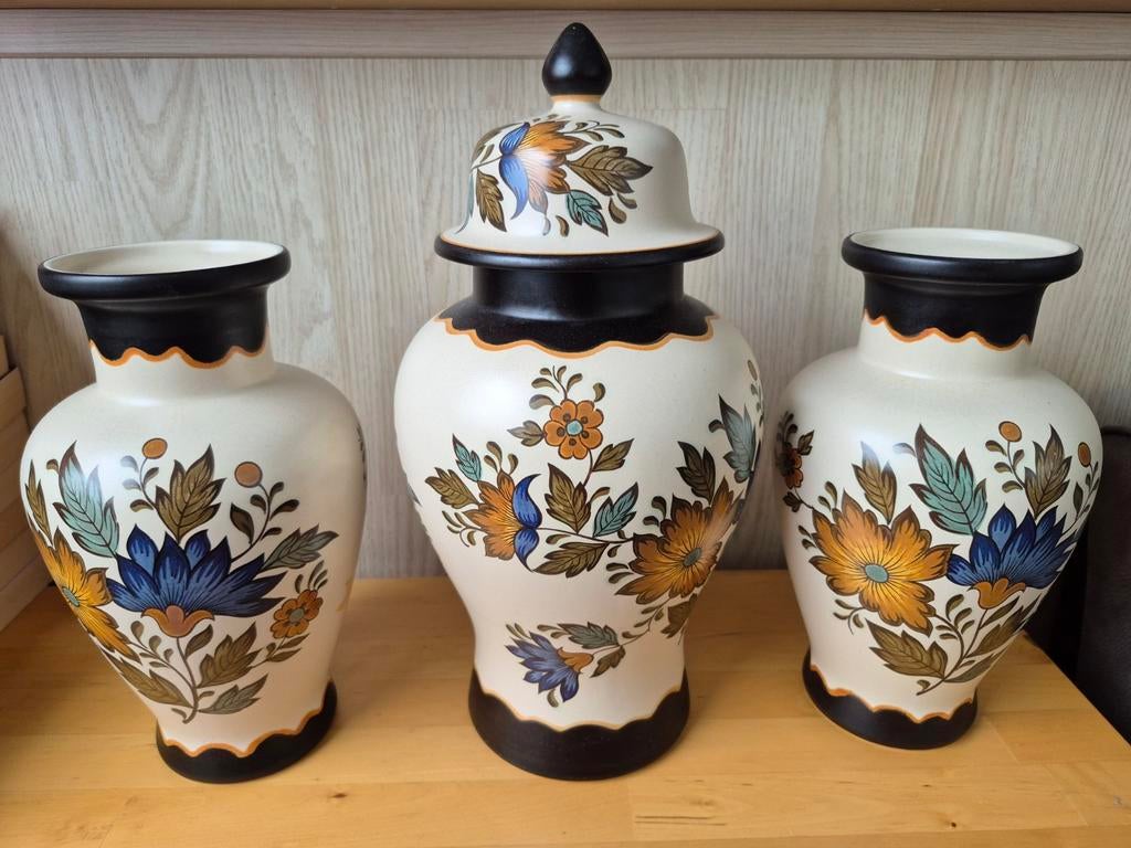 Flora Gouda Plateel Handwerk Vazen Set - 3 Stuks, Ophalen of Verzenden