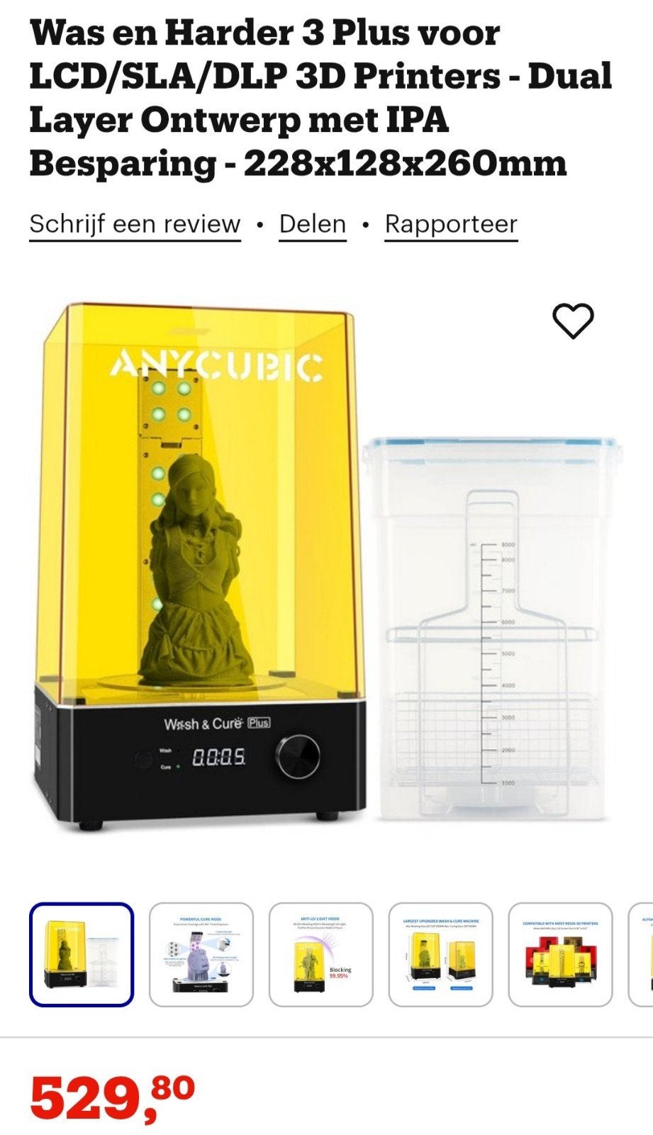Anycubic Was en Harder 3 Plus voor 3D Printers, Computers en Software, Nieuw, Ophalen of Verzenden, Resin/Hars, Anycubic