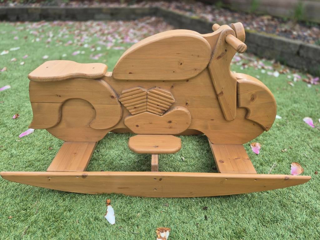 Handgemaakte houten hobbelmotor voor kinderen, Ophalen, Gebruikt