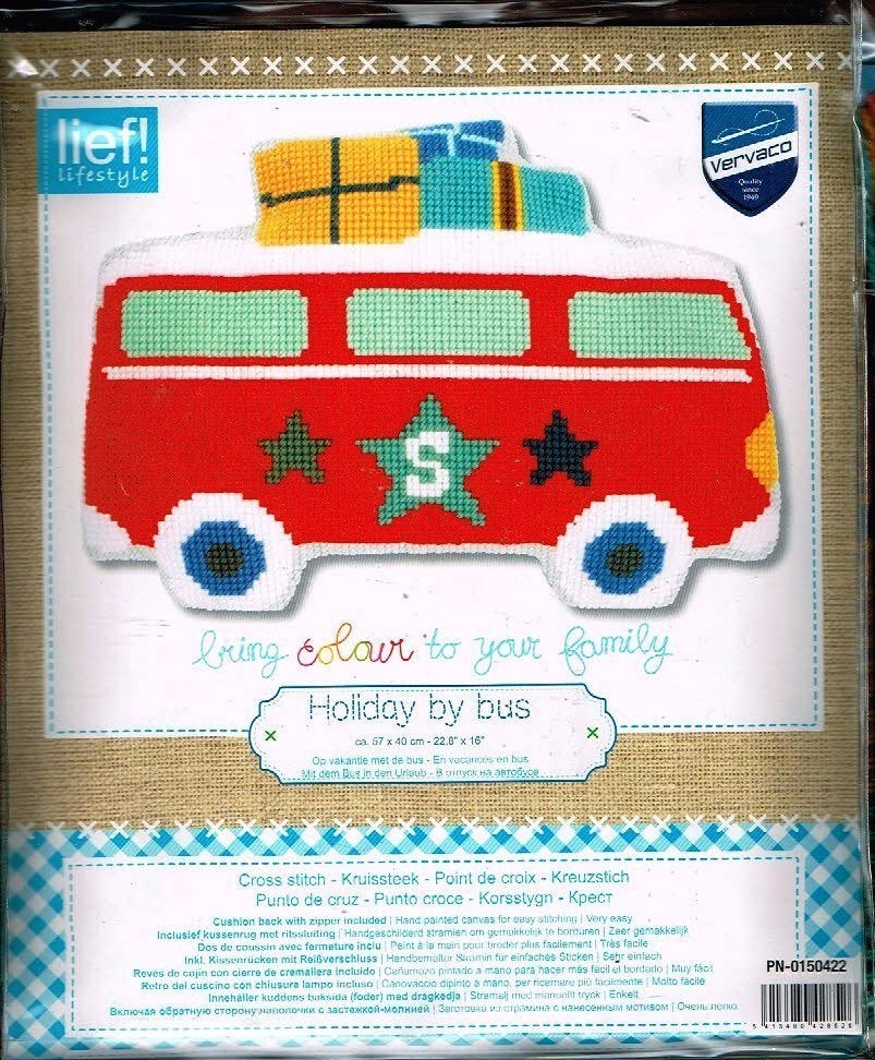 Cado OPRUIMING LIEF borduurpakket kussen HOLIDAY BY BUS, Ophalen of Verzenden, Nieuw, Handborduren, Borduurpakket