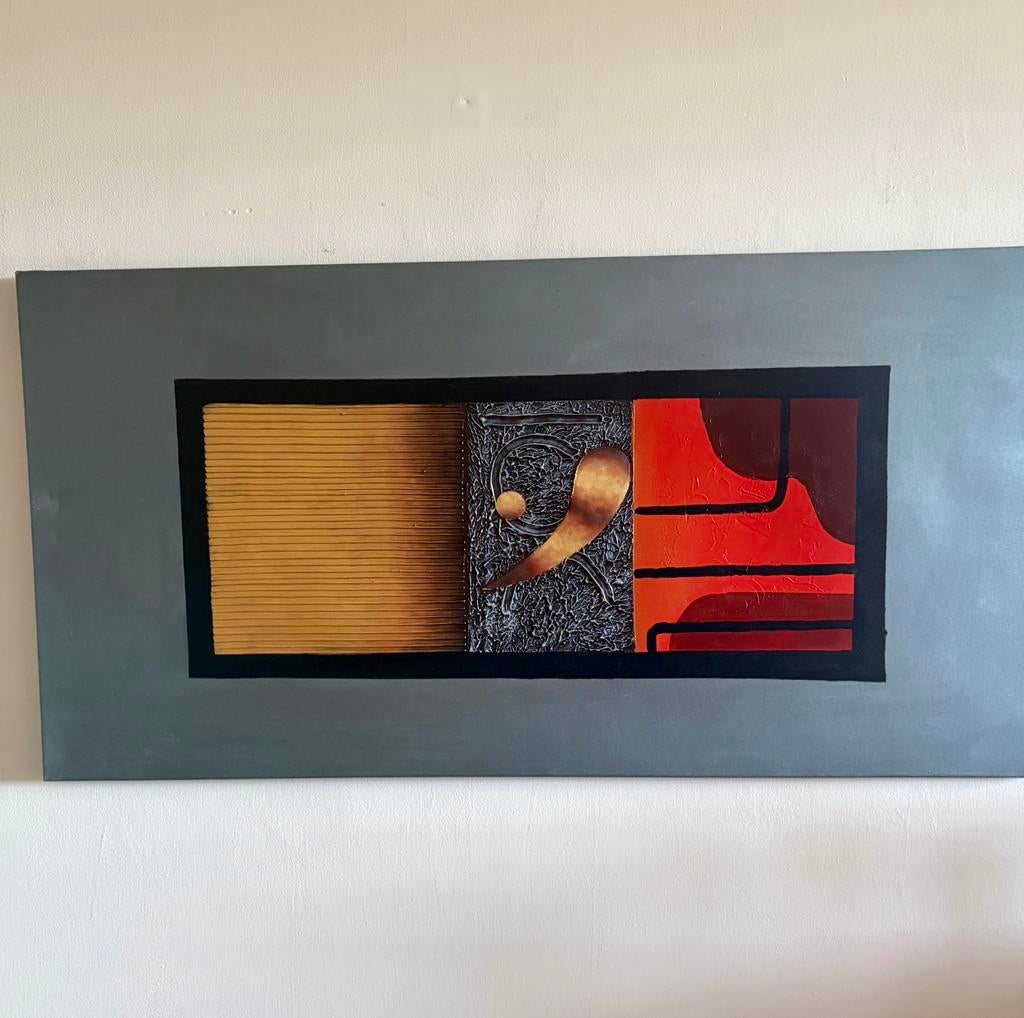 KUNSTWERK ABSTRACTE STIjL MET 3 D EFFECT, Ophalen of Verzenden