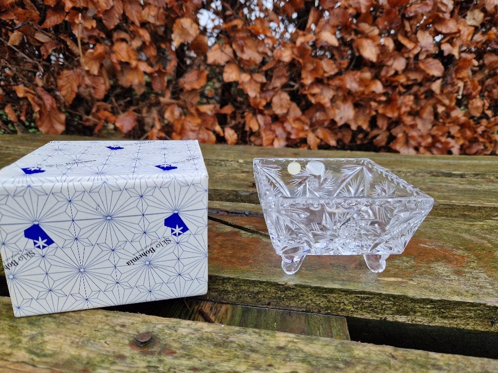 vintage kristallen schaal in doos, Antiek en Kunst, Ophalen of Verzenden