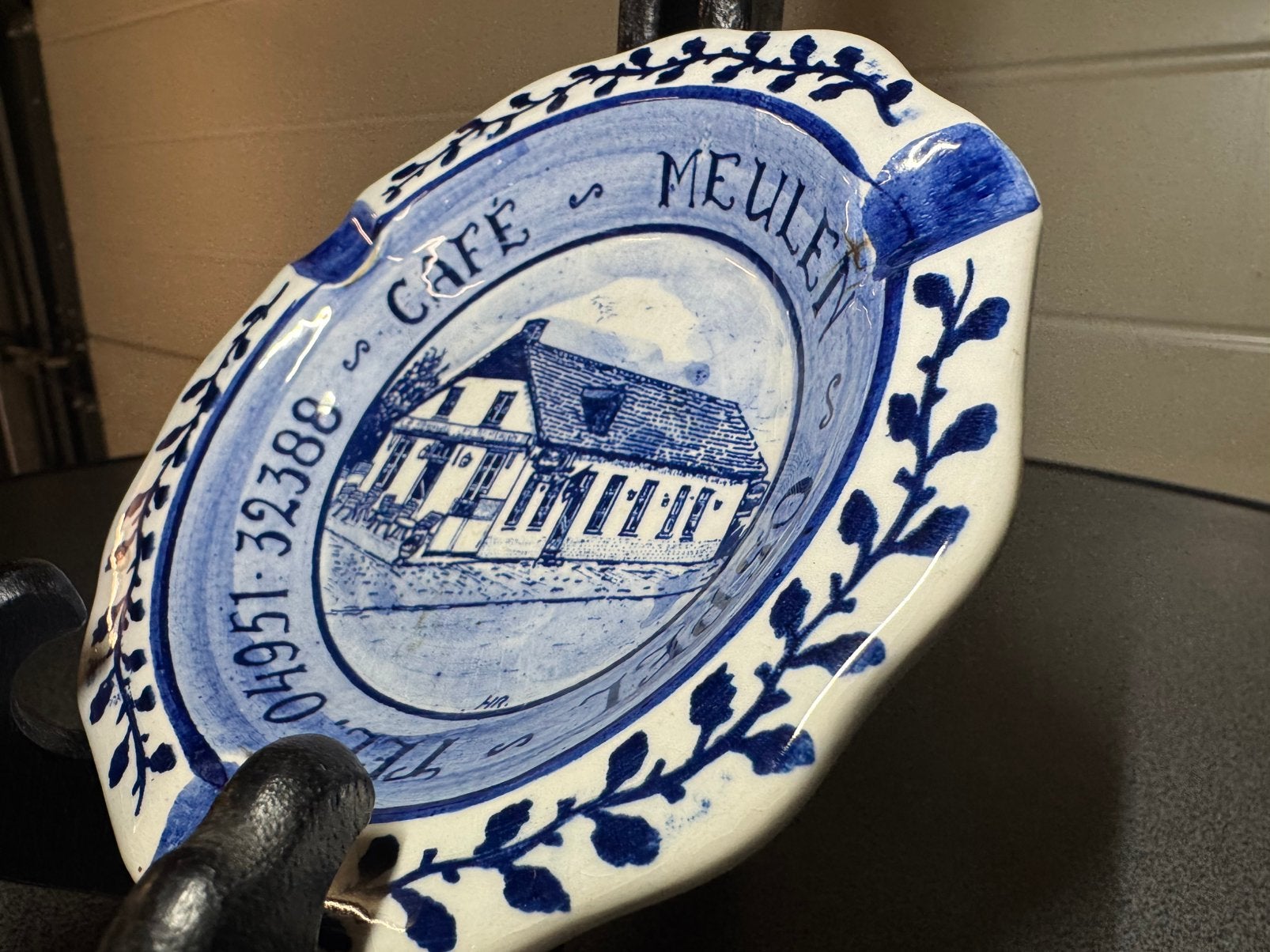 Vintage Delfts Blauwe Asbak - Cafe De Meulen Ospel, Ophalen of Verzenden