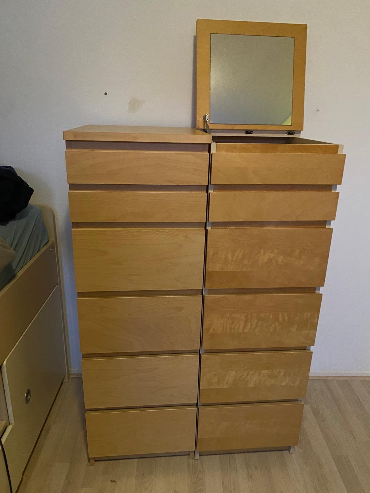 IKEA MALM ladekasten met 6 laden en spiegel, Ophalen, Minder dan 50 cm, Gebruikt, 5 laden of meer