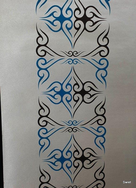 12434 Modern zilver blauw barok style behang swiet, Verzenden, Minder dan 10 m², Zwart
