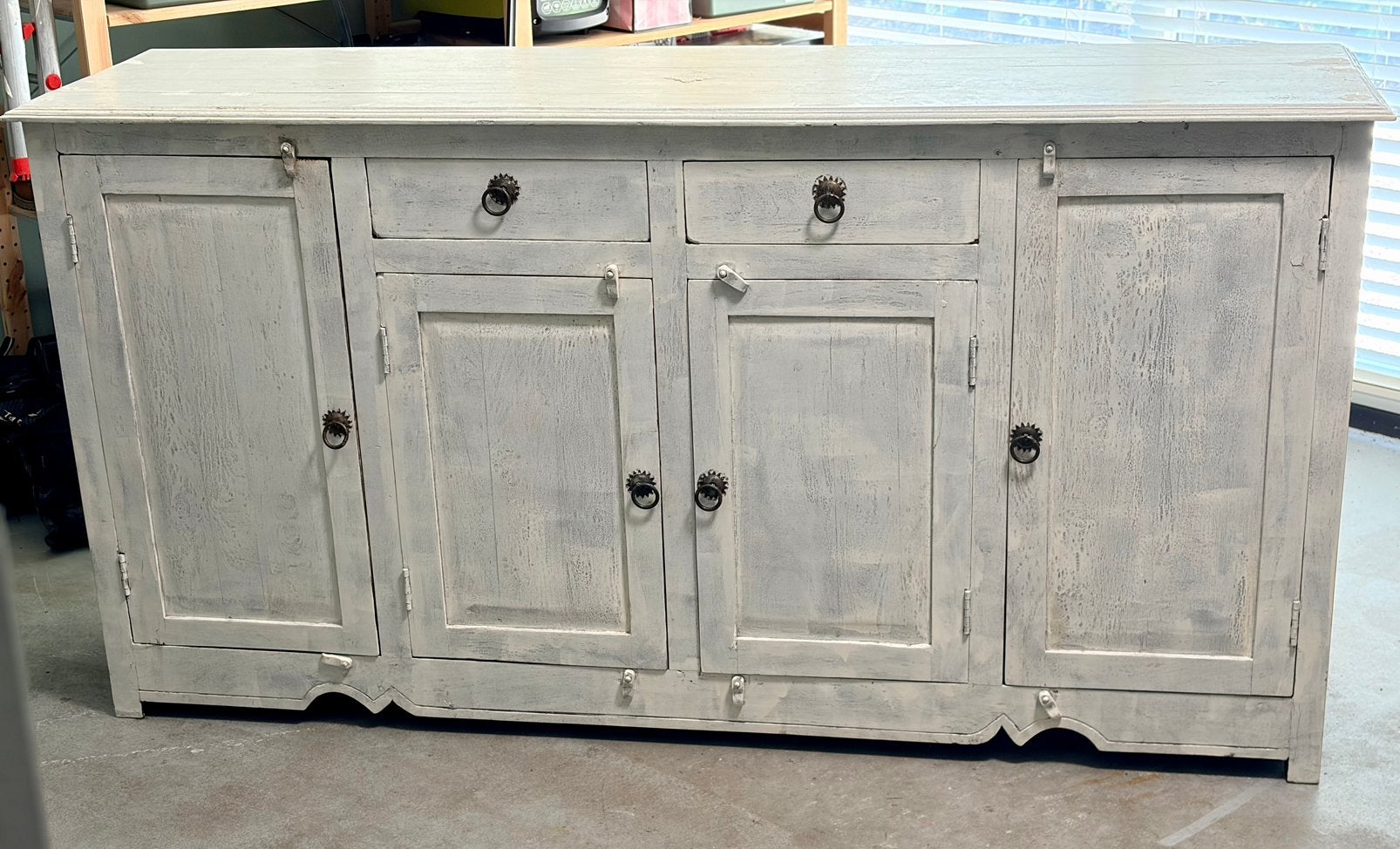 Dressoir Teakhout - wit, Huis en Inrichting, Kasten | Dressoirs, Ophalen, Gebruikt, Met deur(en), 150 tot 200 cm