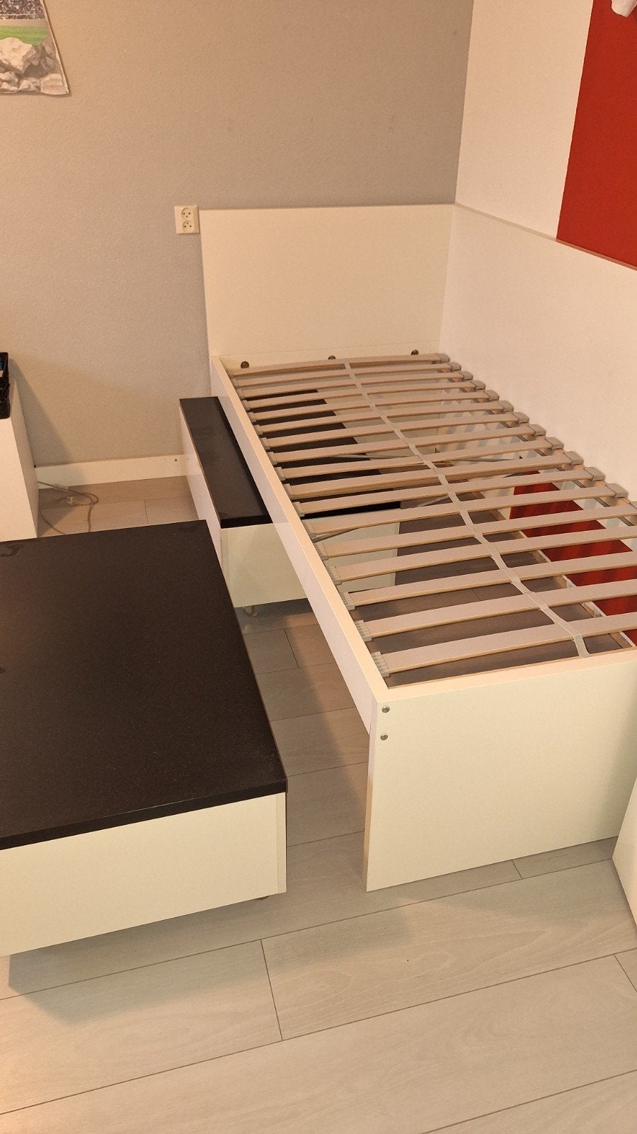 1pers bed, Huis en Inrichting, Slaapkamer | Bedden, Ophalen, Gebruikt, 90 cm, Eenpersoons