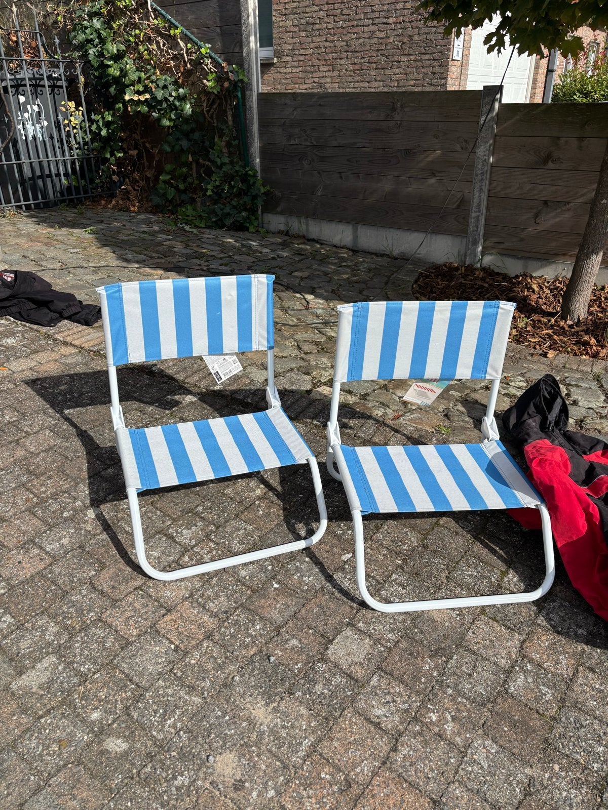 2x Probeach Strandstoel - Blauw/Wit Gestreepte Klapstoel, Ophalen of Verzenden, Nieuw, Campingstoel