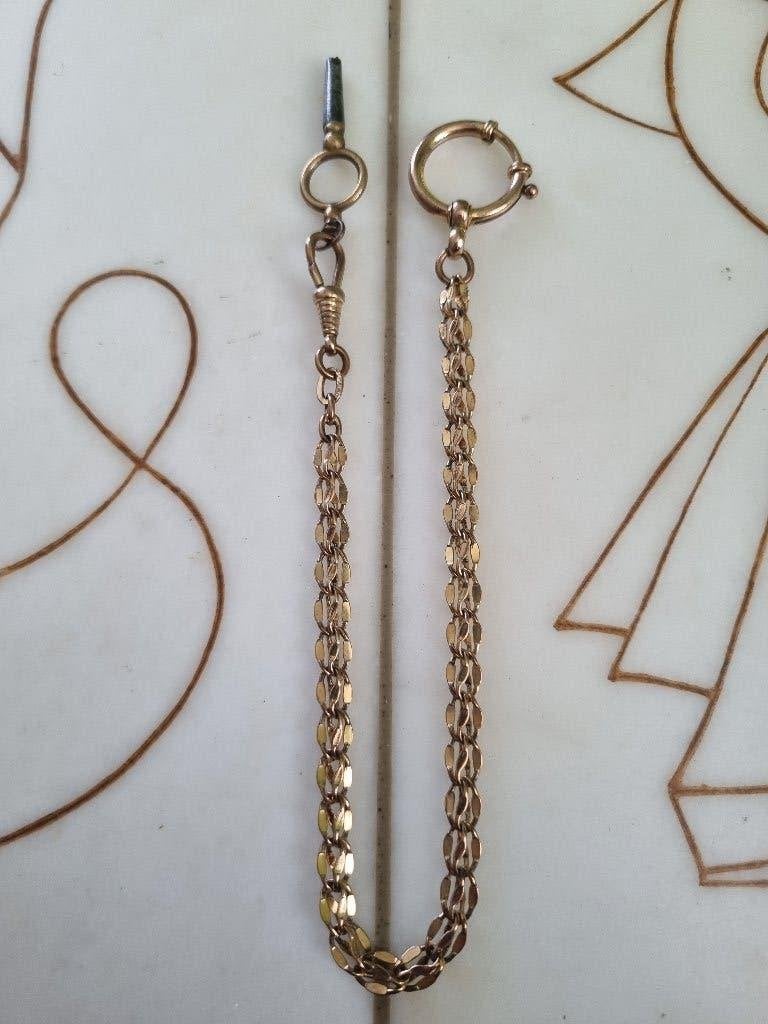 gouden double ketting voor een zakhorloge, Antiek en Kunst, Ophalen of Verzenden