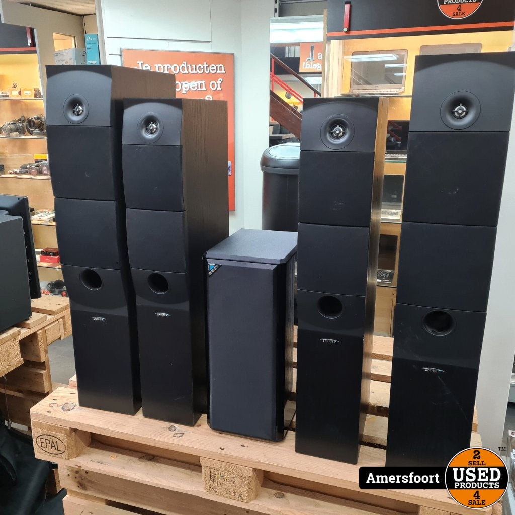 Energy Speaker Systeem | XL-25 | XL-26 | RVS | 5 Speakers, Gebruikt, Surroundset, Geschikt voor surround/home cinema, Ophalen