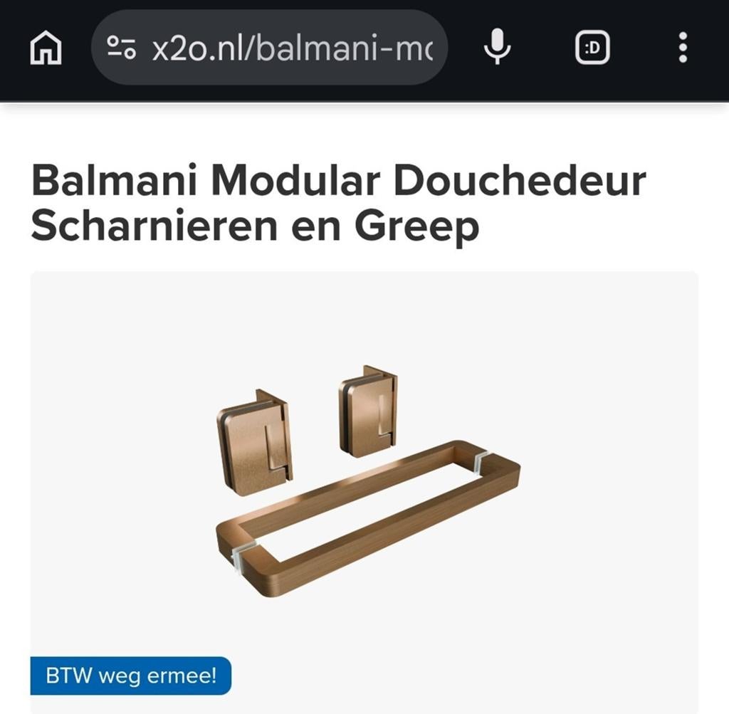 Balmani Modular Douchedeur Scharnieren en Greep, Huis en Inrichting, Ophalen, Nieuw, Met douche