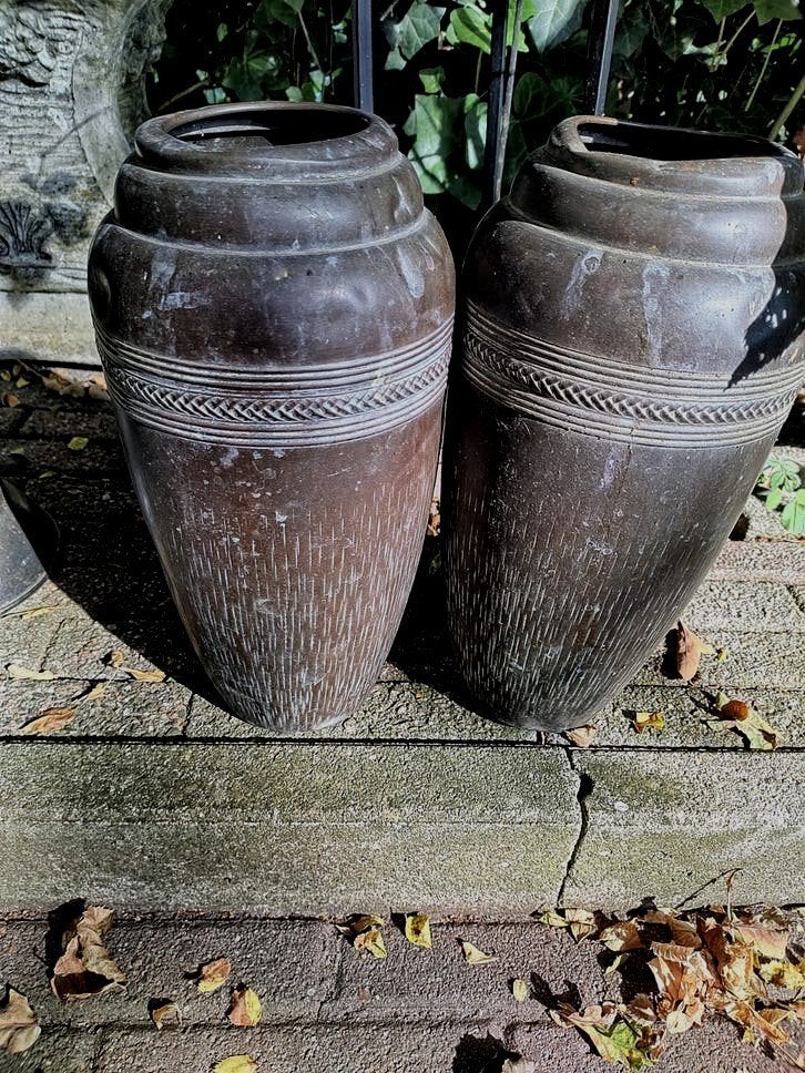 Art Deco hoge vazen prijs beide 31 cm hoog!, Tuin en Terras, Bloempotten, Overige materialen, Gebruikt, Binnen, Ophalen of Verzenden