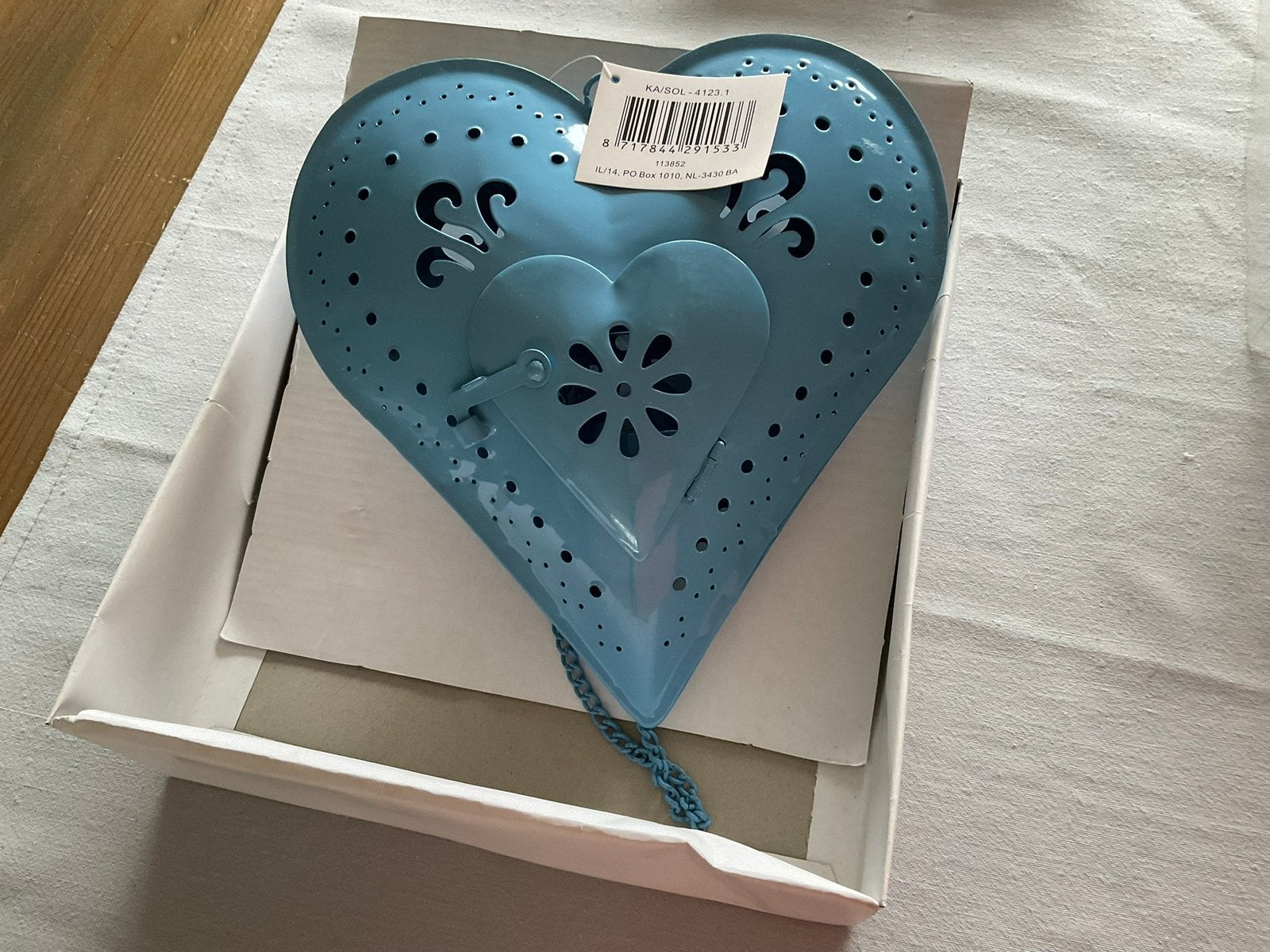 Blauw metalen hart voor een waxinelichtje, Ophalen of Verzenden, Blauw