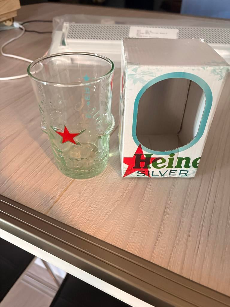 Heineken Silver Glas met Doosje  set per 6 glazen, Ophalen of Verzenden, Nieuw, Bierglas