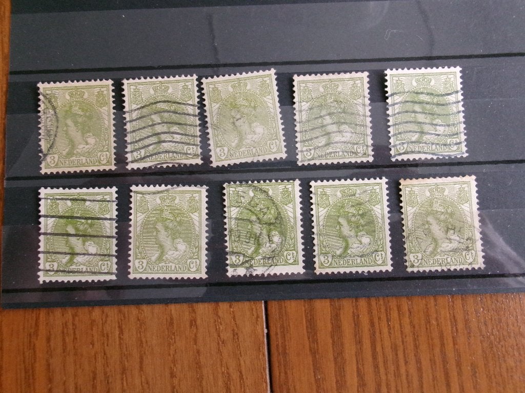 1901 - 10 x koningin wilhelmina 3 ct (156a), Postzegels en Munten, Ophalen of Verzenden, Gestempeld