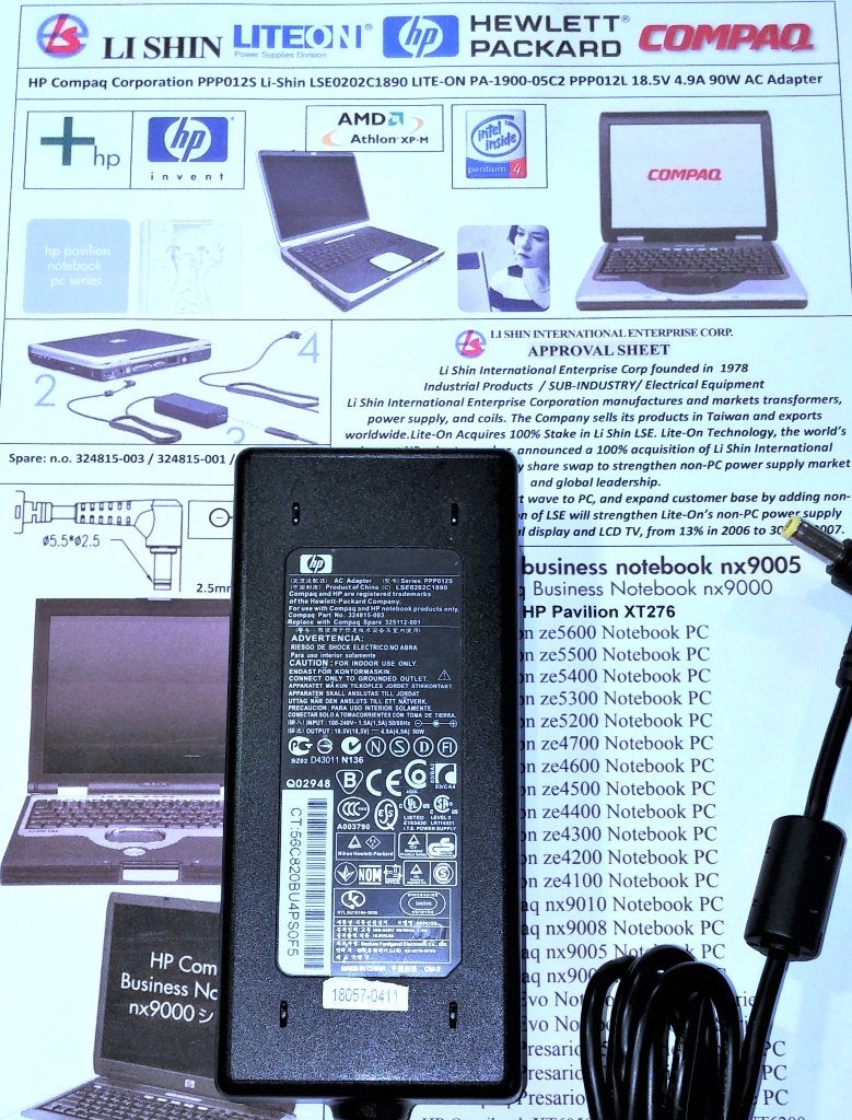 Compaq PPP012S HP PA-1900-05C2 18.5V 4.9A 90W Adapter Lader, Ophalen of Verzenden, Zo goed als nieuw, Hewlett Packard HP