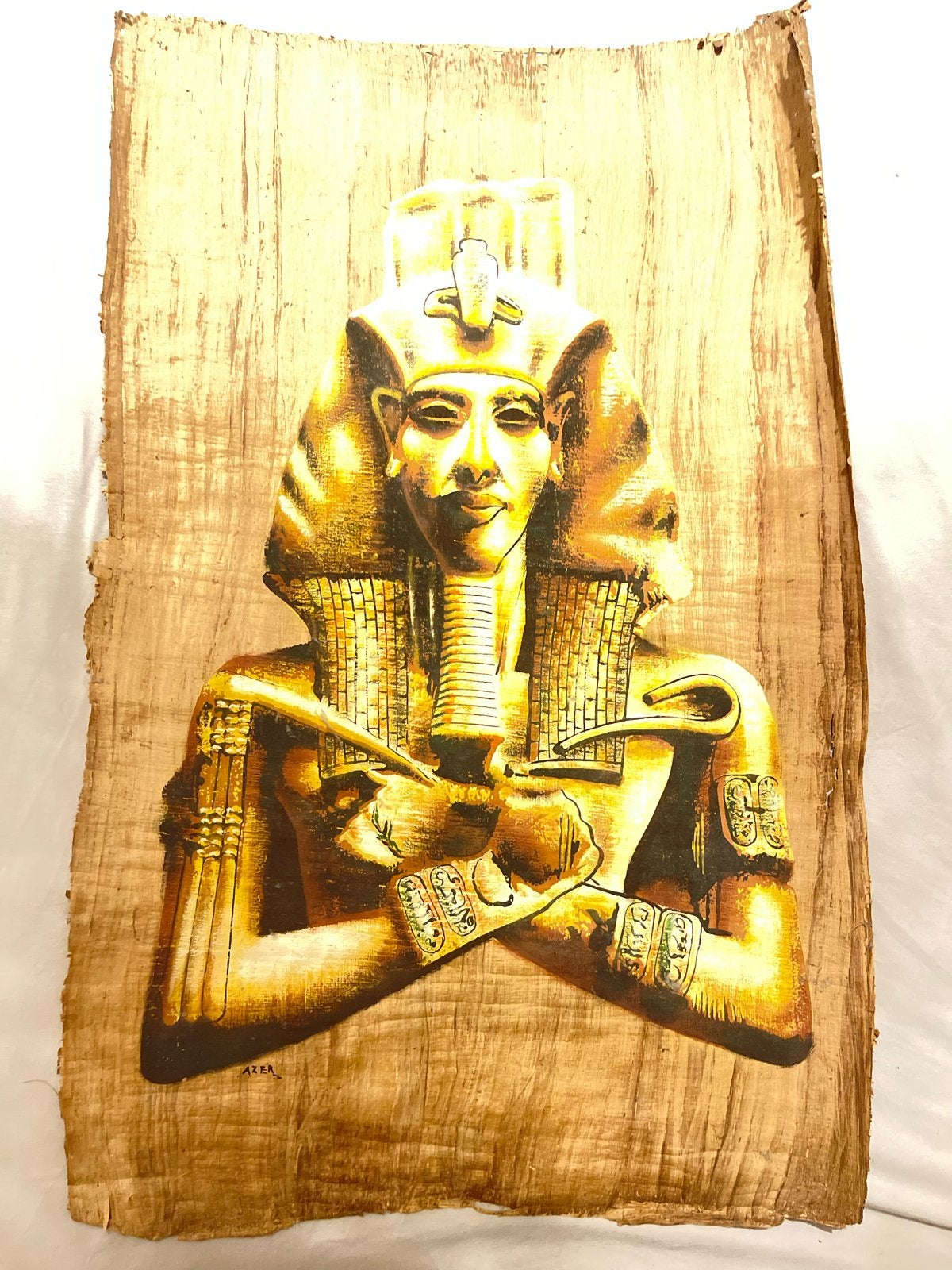 Egyptisch papyrus schilderij Toetanchamon, Antiek en Kunst, Kunst | Schilderijen | Klassiek, Ophalen of Verzenden, Handgeschilderd