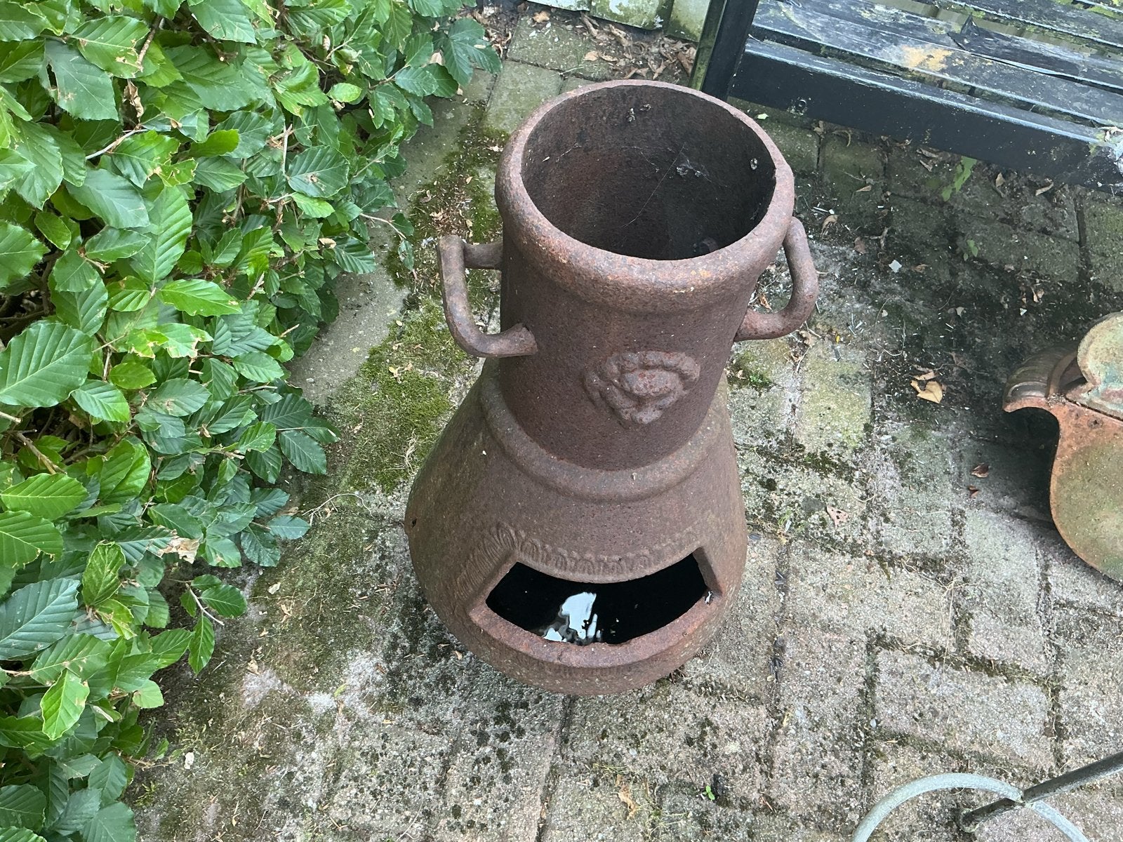 Antieke gietijzeren vuurton/vuurkorf, Tuin en Terras, Ophalen, Gebruikt, Vuurton
