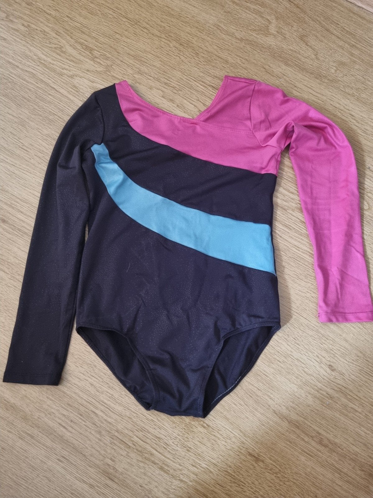 Turnpakje maat 160 roze/blauw/zwart, Ophalen of Verzenden, Gebruikt, Turnpak(je)