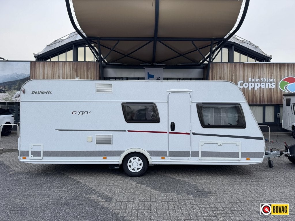 Dethleffs C'Go 535 QSK stapelbed + mover + voortent, Rondzit, Schokbreker, Bedrijf, Dwarsbed