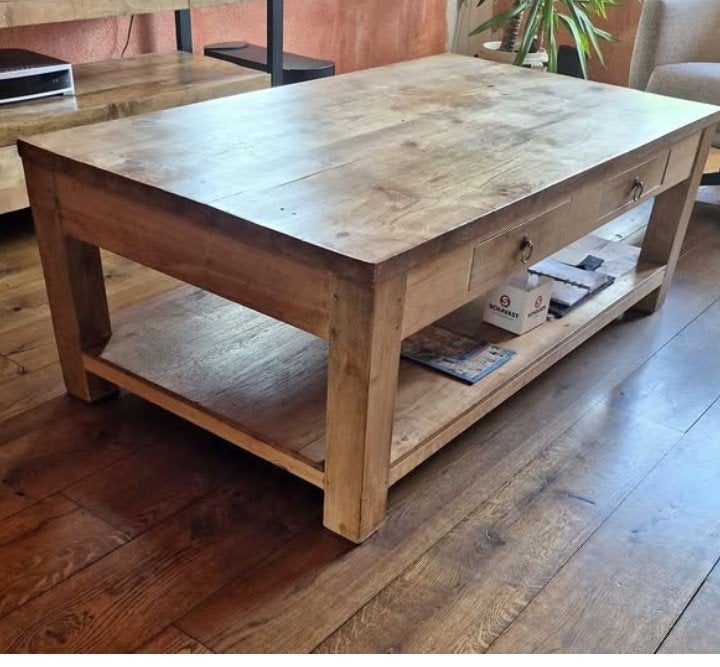 Mooie massieve teakhouten salontafel, Gebruikt, 100 tot 150 cm, Teakhout, Minder dan 50 cm